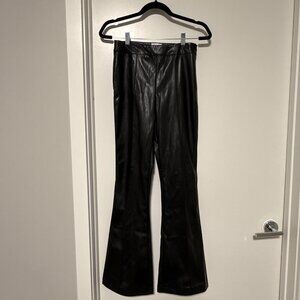 Princess Polly Black Faux Leather Flared Pants High Waisted Size 4